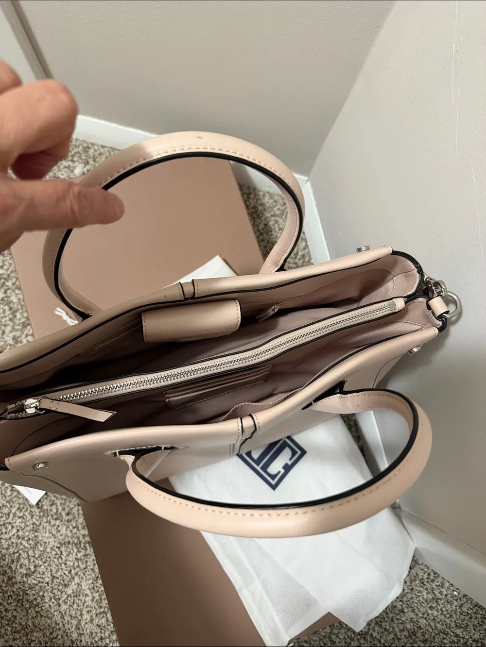 Ivanka Trump Blush Leather Satchel with Detachable Strap